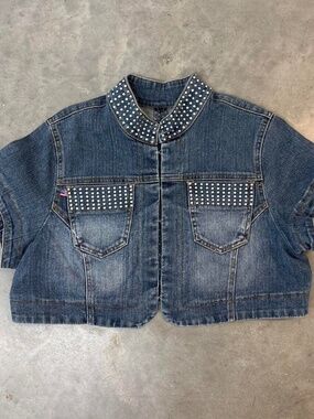 Studded denim crop jacket